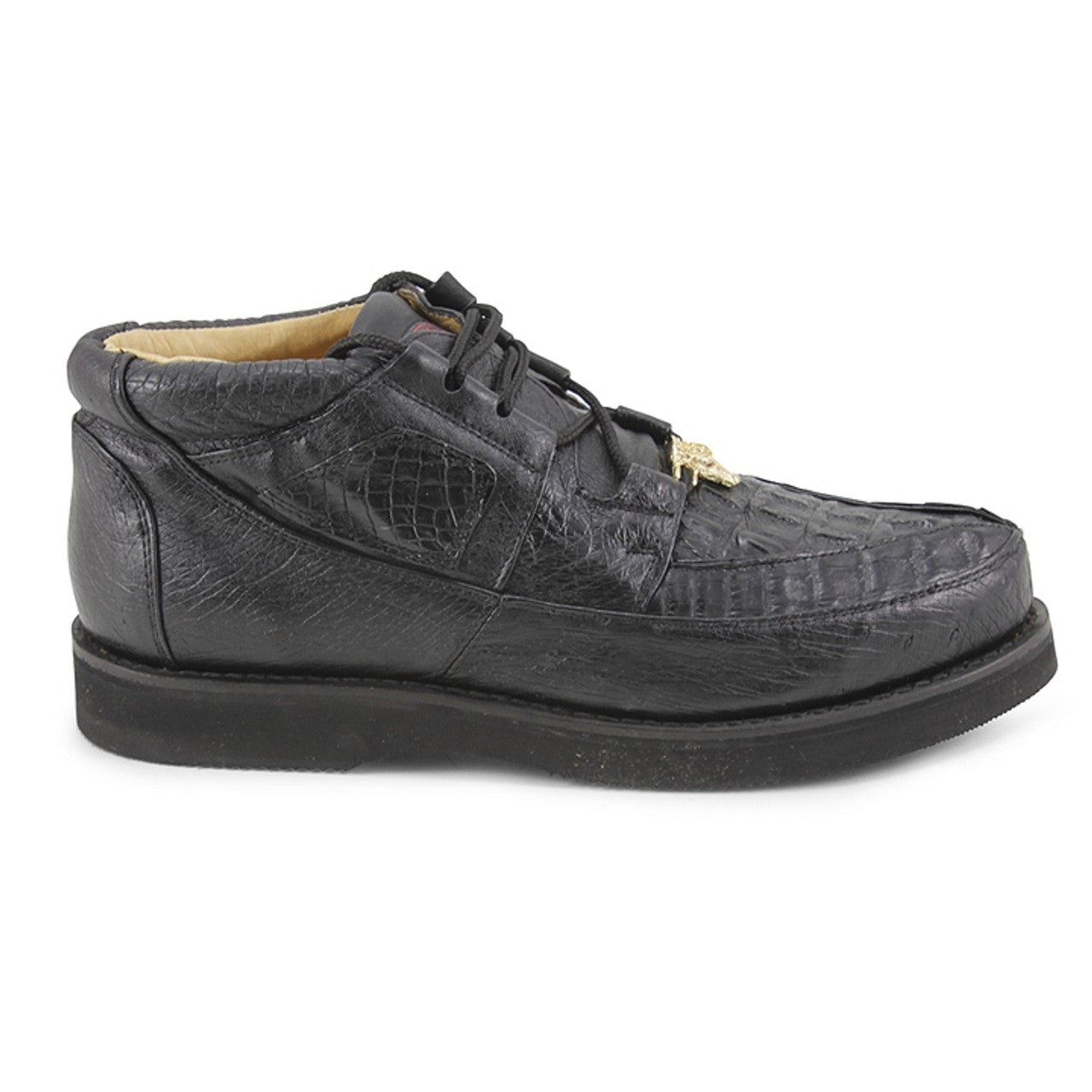 Los Altos Men's Black Caiman And Ostrich Skin Boots - 8-M