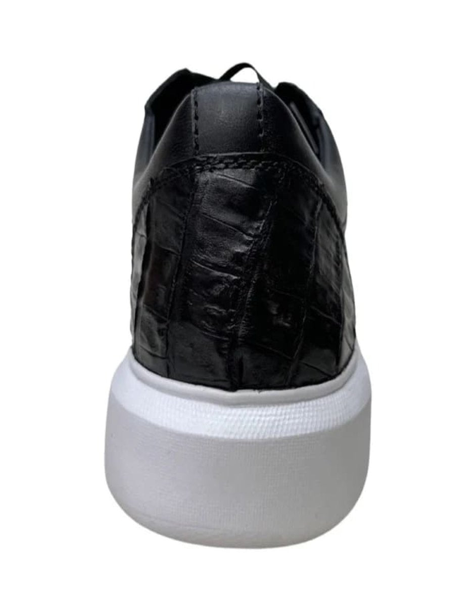 Los Altos Black Caiman Crocodile Low Top Sneakers - 8