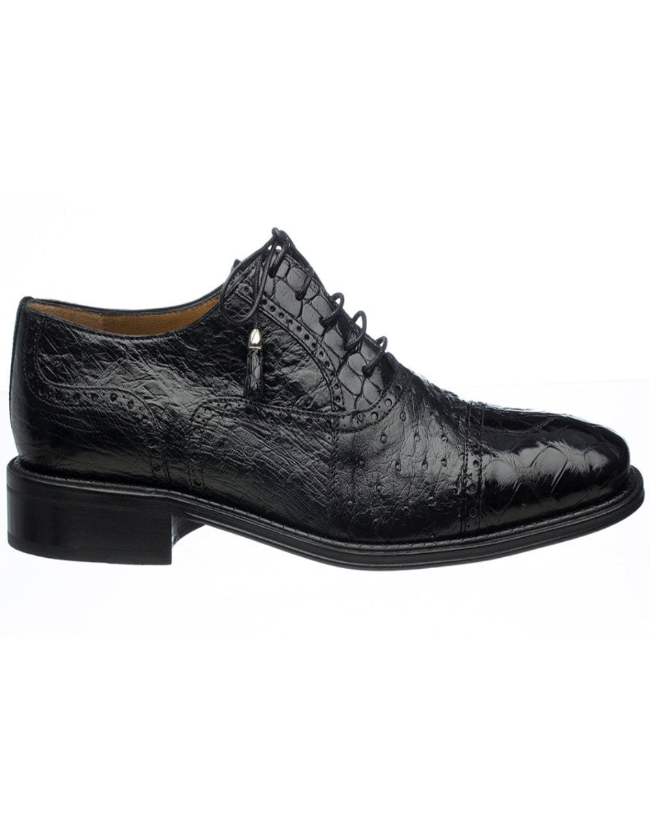 Ferrini Shoes - Mens Alligator Dress Shoe - Ferrini 203 Alligator Cap Toe Black Shoes - 6M