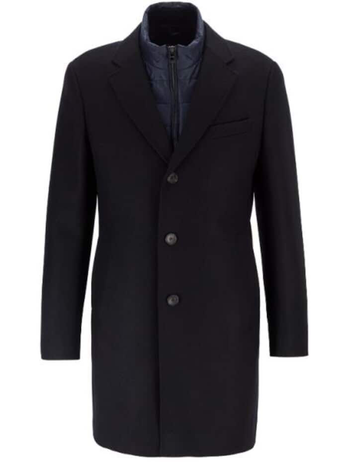 men's Long Dress men's Dress Topcoat - Winter coat 100% Cashmere Fabric Standard Length Coat Dark Blue