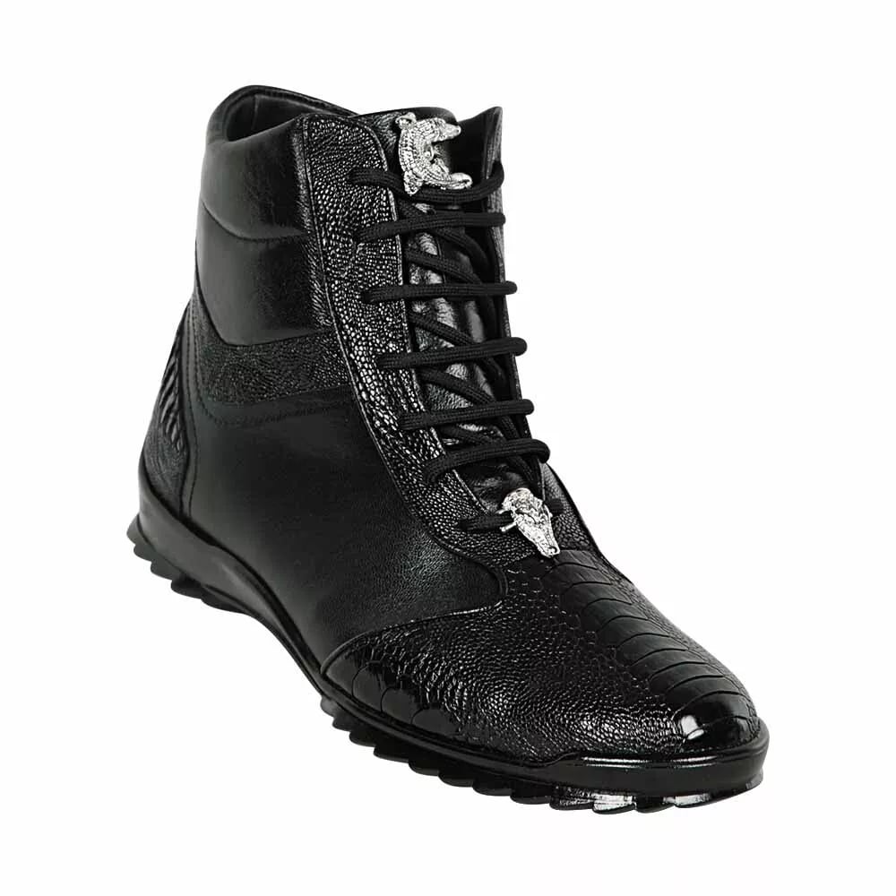 Los Altos Genuine Ostrich Leg Black Casual Ankle Boot - 8