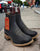 Crazy Horse Square Toe Black Charro Boots