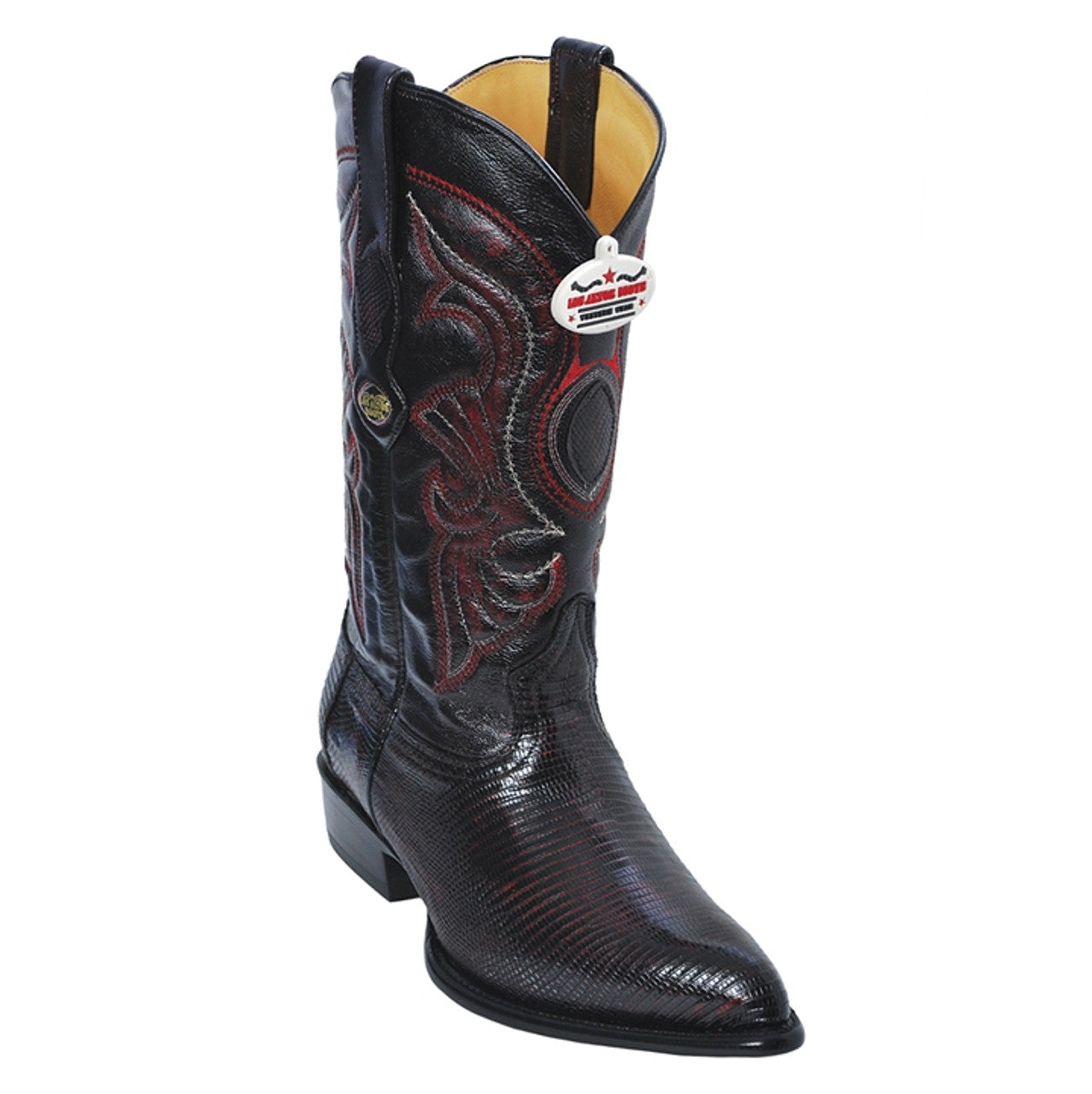 Los Altos Black Cherry Lizard Cowboy Boots - 6