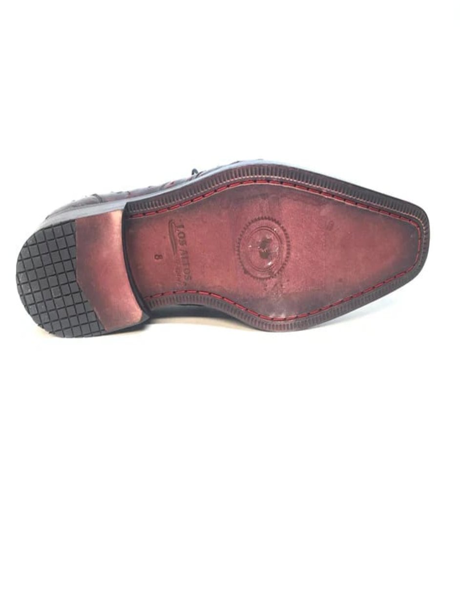 Los Altos Black & Cherry Ostrich Quill Lace Up Dress Shoes - 7