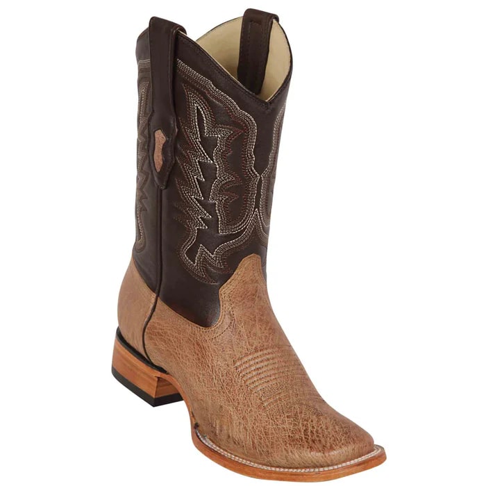 Los Altos Boots - Mens Dress Cowboy Boot - Low Priced Mens Square Toe Smooth Ostrich Cowboy Boots- in Mocka Brown - 6