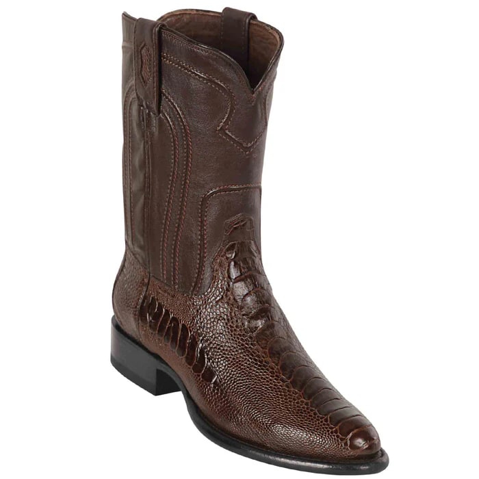 Los Altos Boots - Mens Dress Cowboy Boot - Low Priced Brown Roper Ostrich Leg Western Boots- in Brown - 6