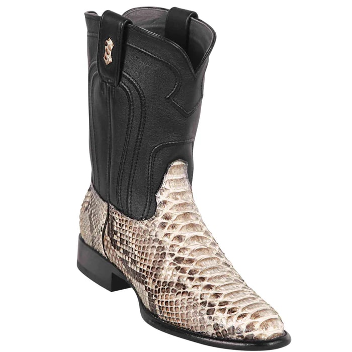 Los Altos Boots - Mens Dress Cowboy Boot - Low Priced Men's Roper Snakeskin Boots- in Natural - 6