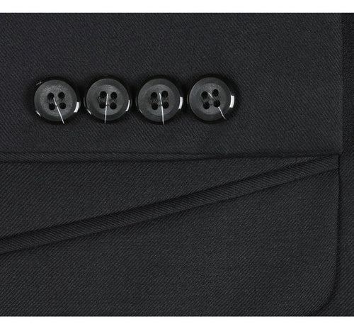 Renoir Clothing - Renoir Suit - Renoir Fashion - Super 140s Wool 2-Button Classic Fit Black Renoir Suit