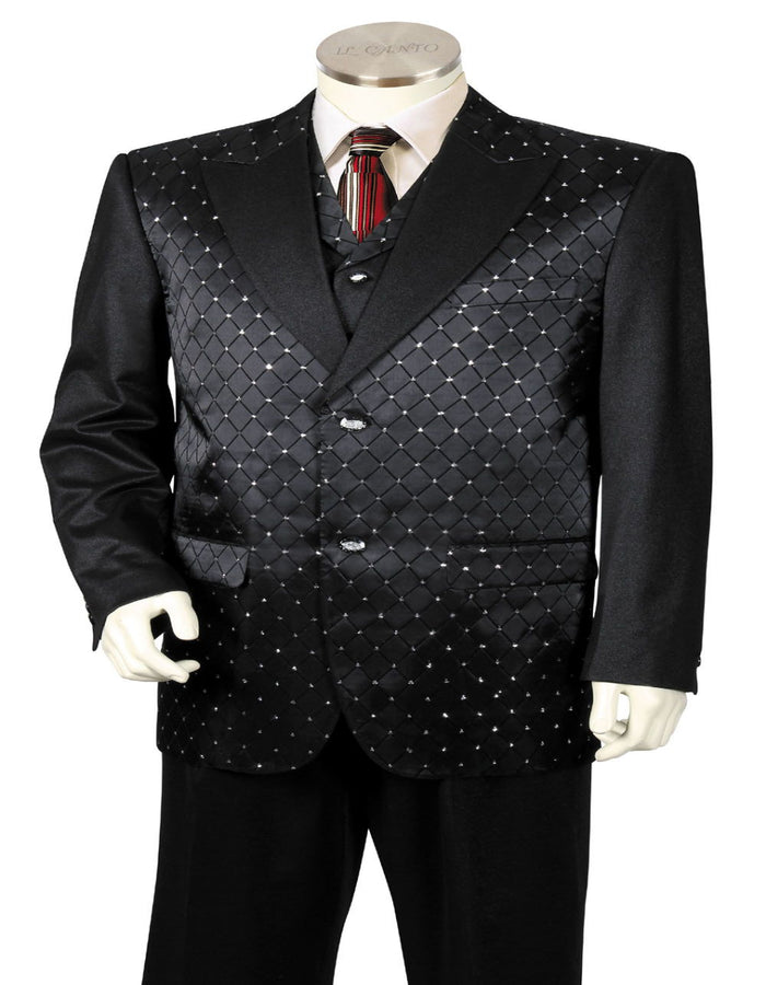 Canto Men's Designer Fashion Pleated Suit - 3 Piece, Fancy Pattern
