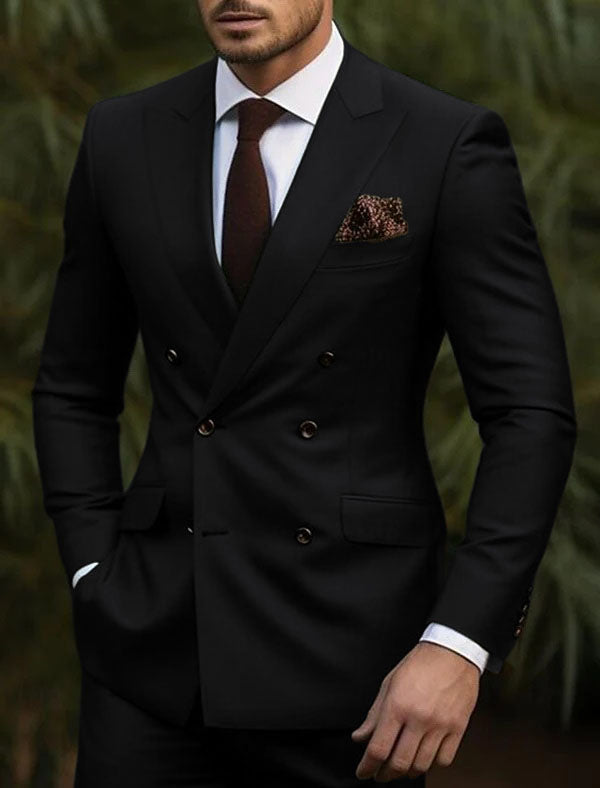 Double Breasted Slim Fit Suit - Dark Green Suit - Tapred Fit Pants - Coat Size 38