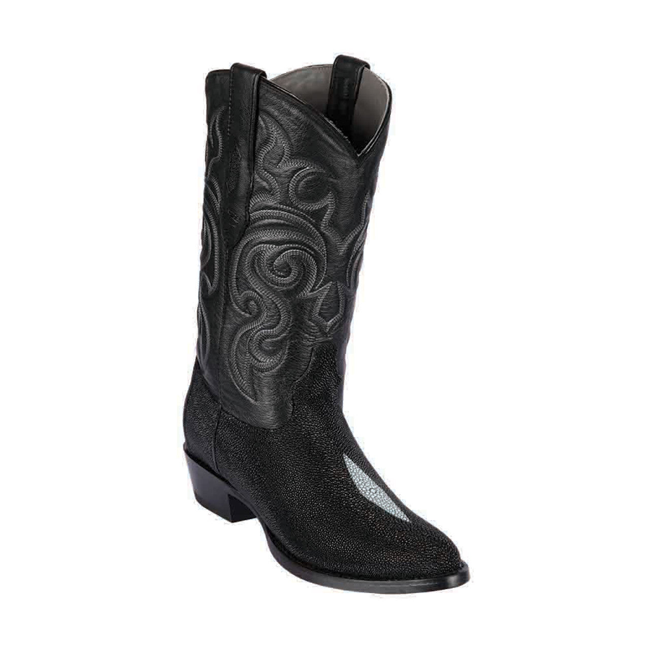 Los Altos Men's Black Exotic Stingray Round Toe Boots - 6