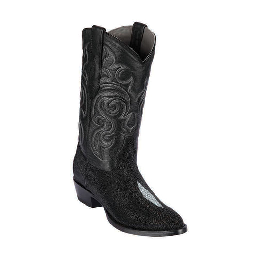 Los Altos Men's Black Exotic Stingray Round Toe Boots-New Designer Collection
