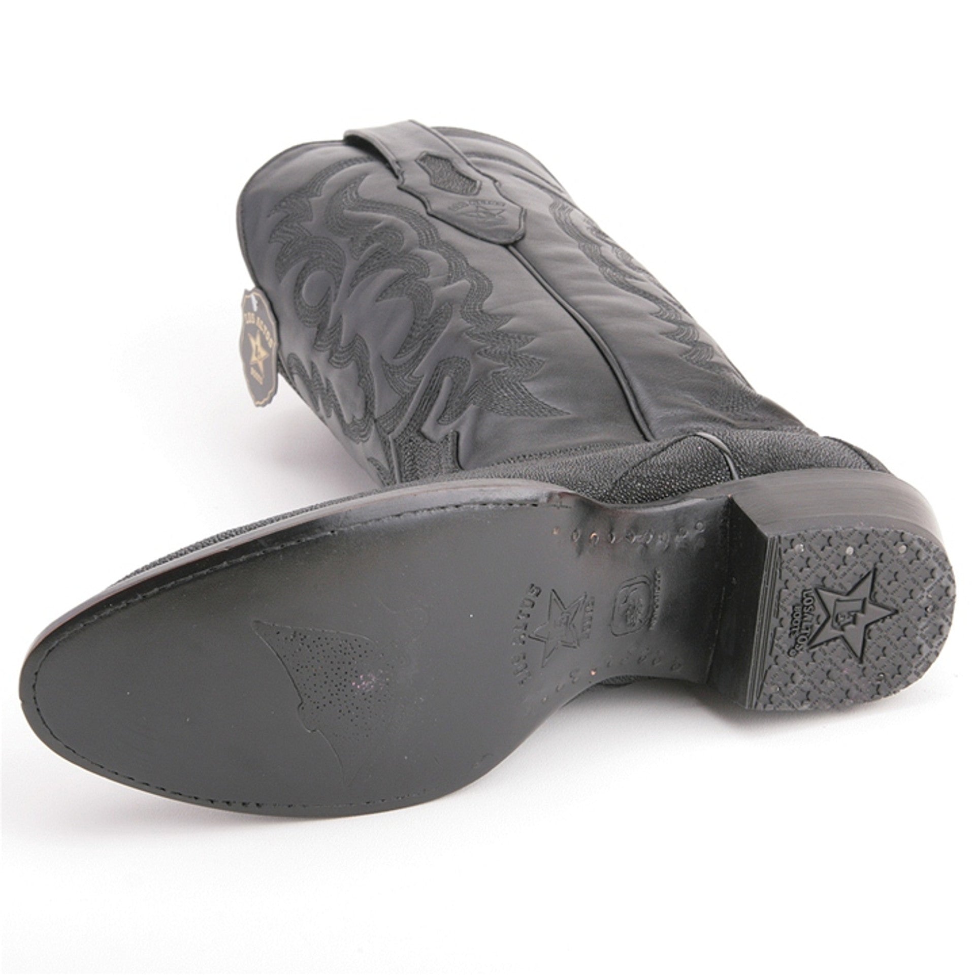 Los Altos Men's Black Exotic Stingray Round Toe Boots - 6
