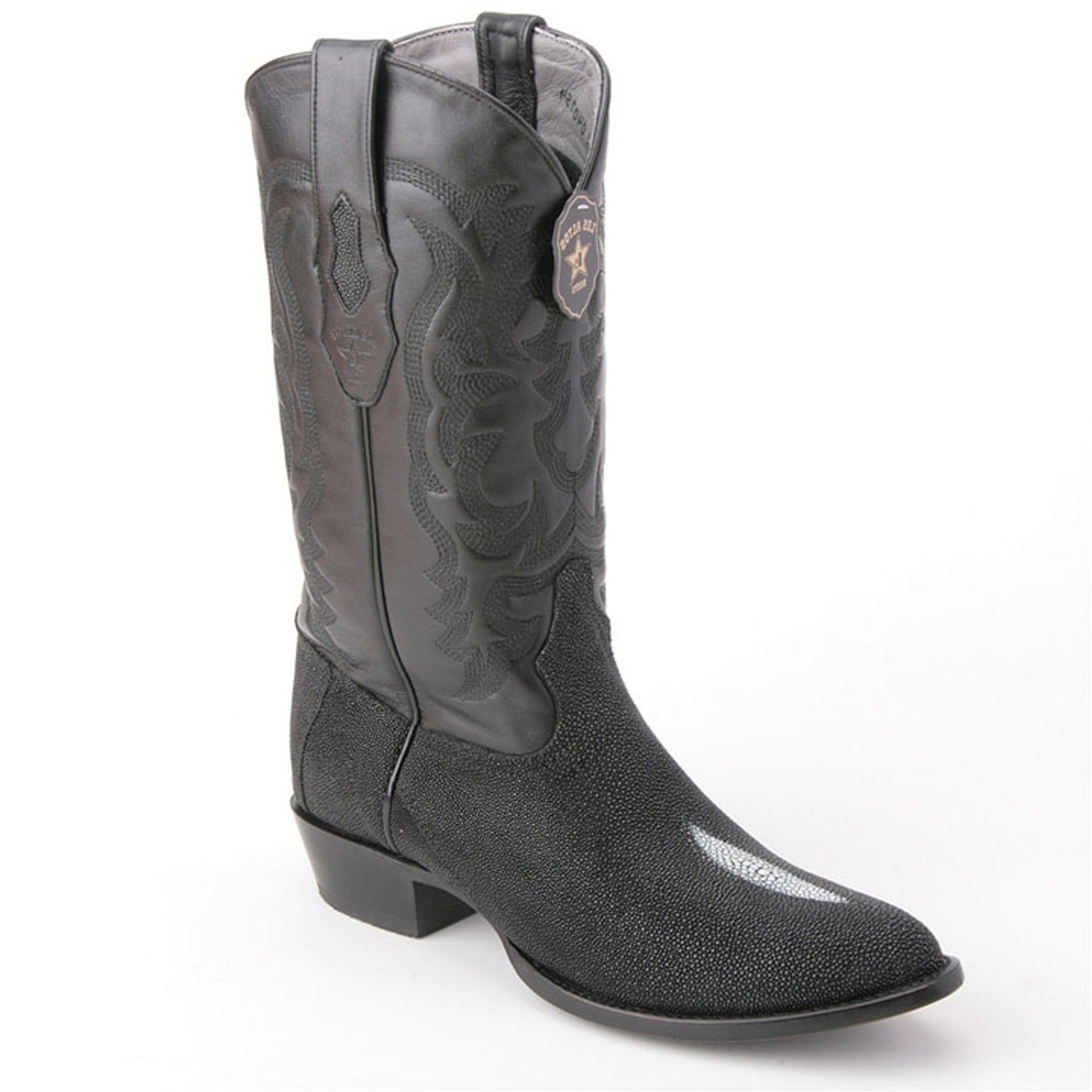 Los Altos Men's Black Exotic Stingray Round Toe Boots - 6