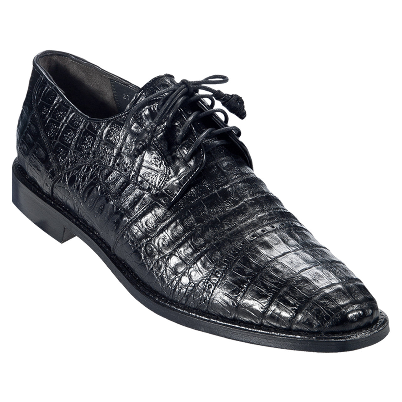 Los Altos Oxford Black Genuine Caiman Crocodile Shoes - 8-M