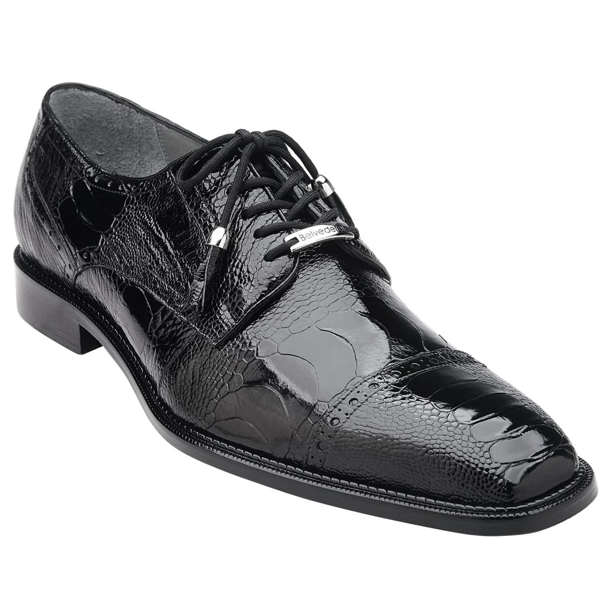 Belvedere Batta Men's Black Genuine Ostrich Oxfords - 9