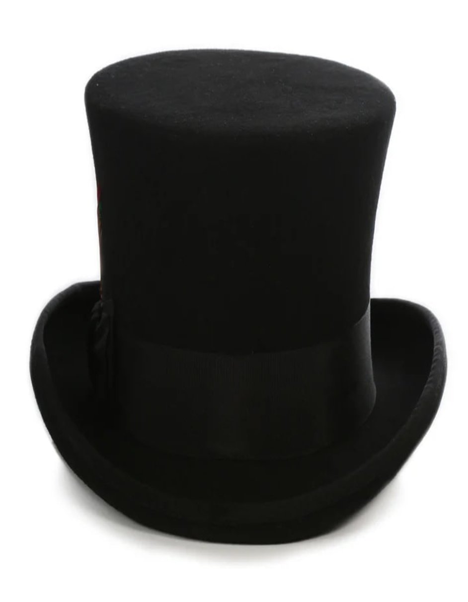 Victorian Steampunk Top Hat - 1800 19th Century - Dressy Loden Felt Top Black Hat