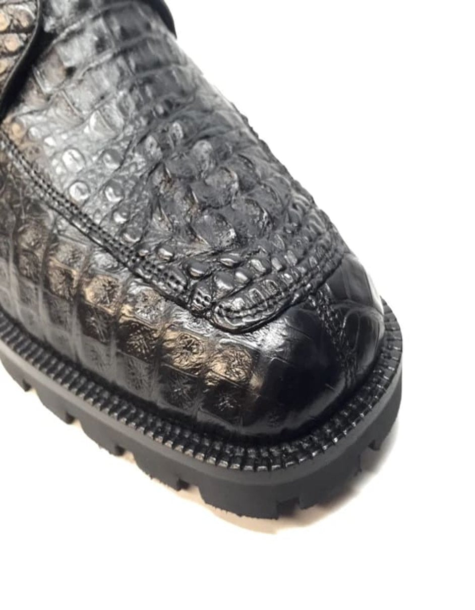 Los Altos Black Hornback Crocodile Ankle Boots - 8