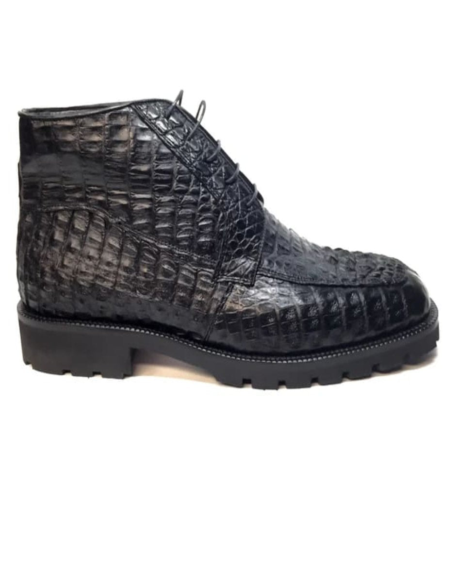 Los Altos Black Hornback Crocodile Ankle Boots - 8