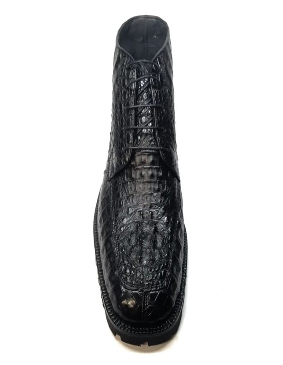 Los Altos Black Hornback Crocodile Ankle Boots - 8