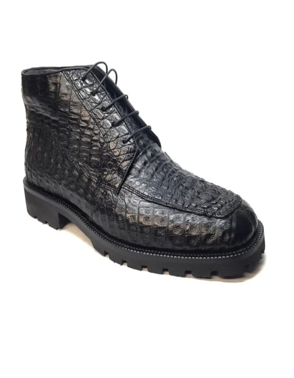 Los Altos Black Hornback Crocodile Ankle Boots - 8