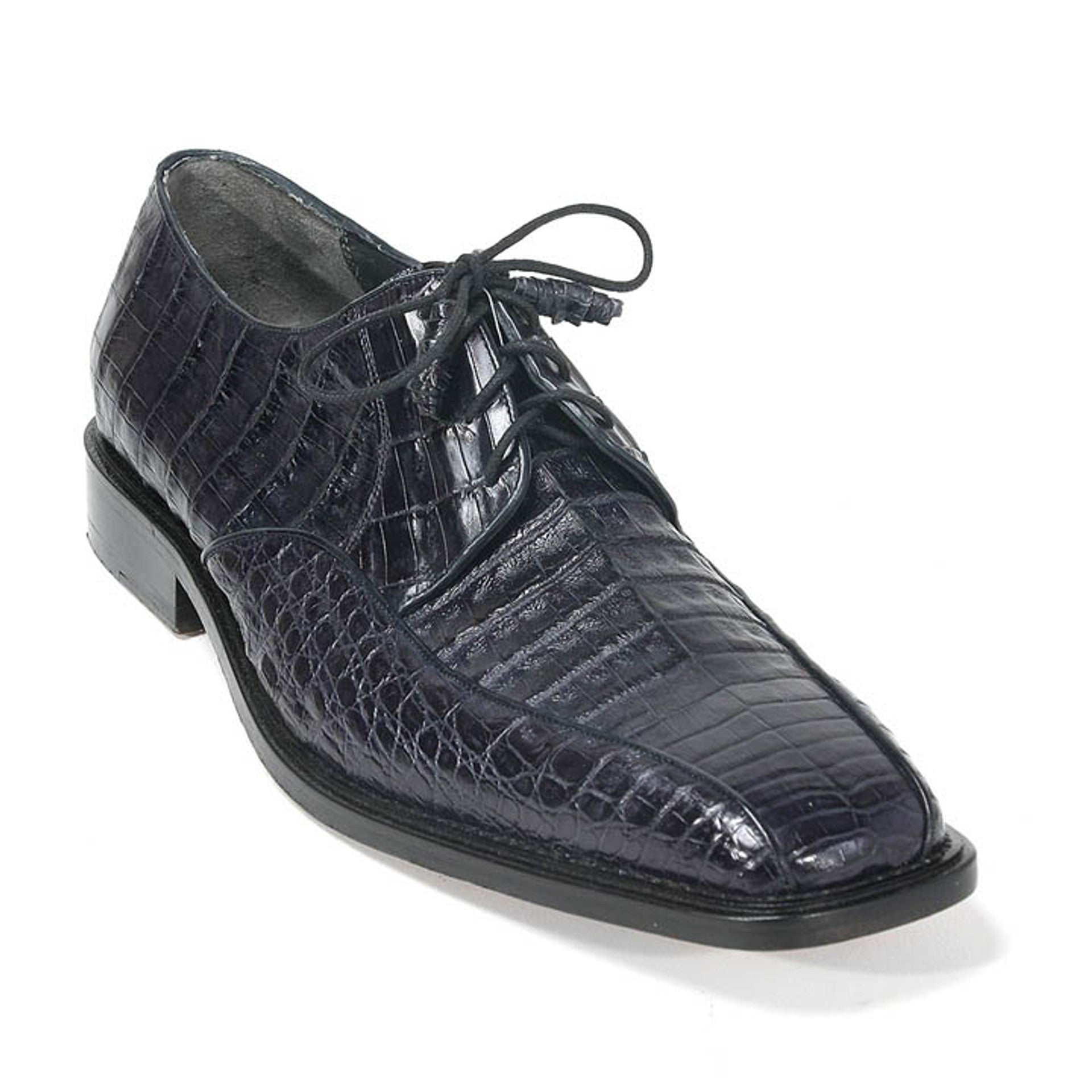 Los Altos Black Genuine Caiman Belly Lace-Up Genuine Oxford Shoes - 6