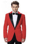 Men's Red Jacket Black Lapel Tuxedos with Black Pant One Button Elegant Slim Fit Wedding Suit - Red Tuxedo