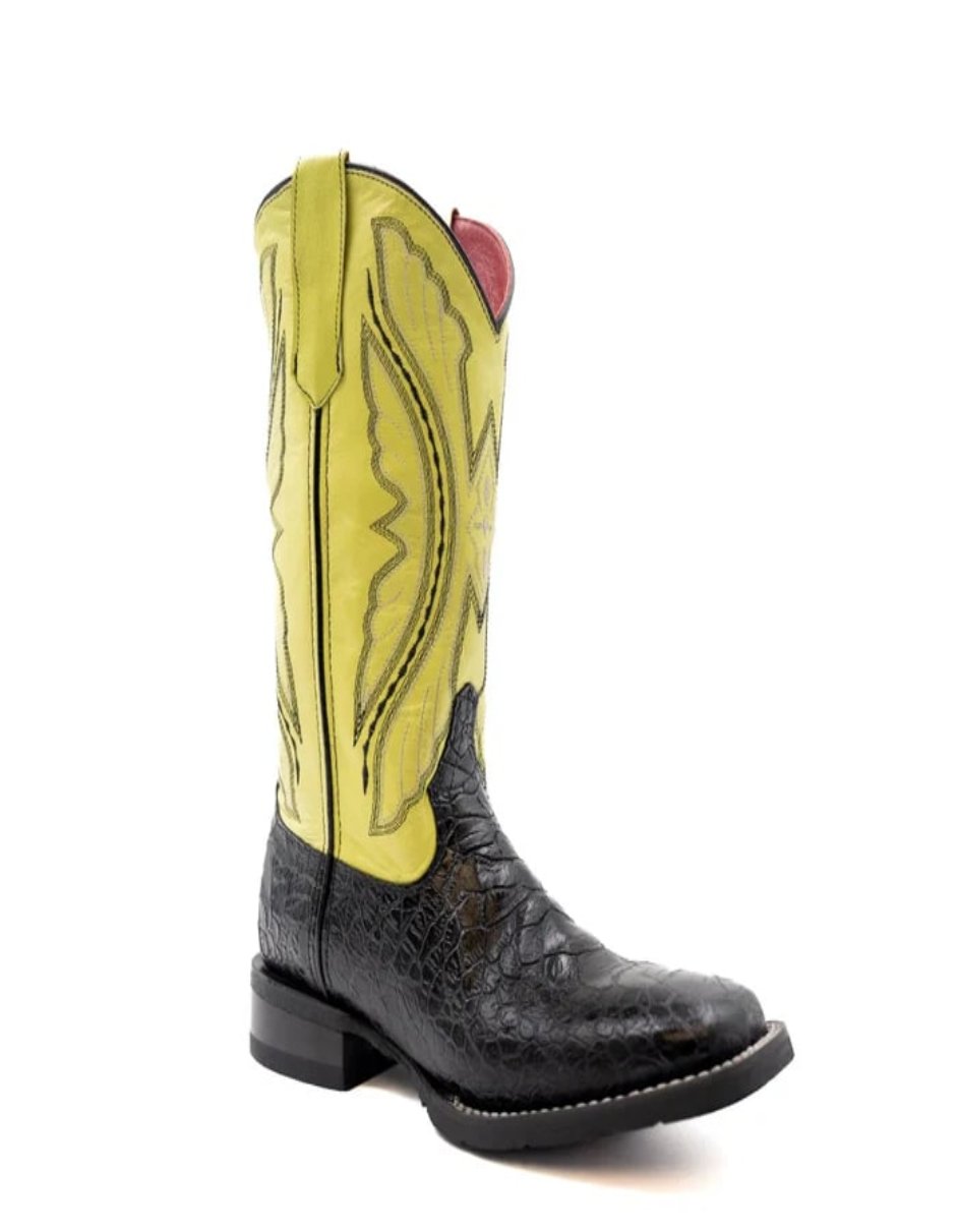 Ferrini Women's Kai Square Toe Rubber Boots Turtle Print - Black - 6B