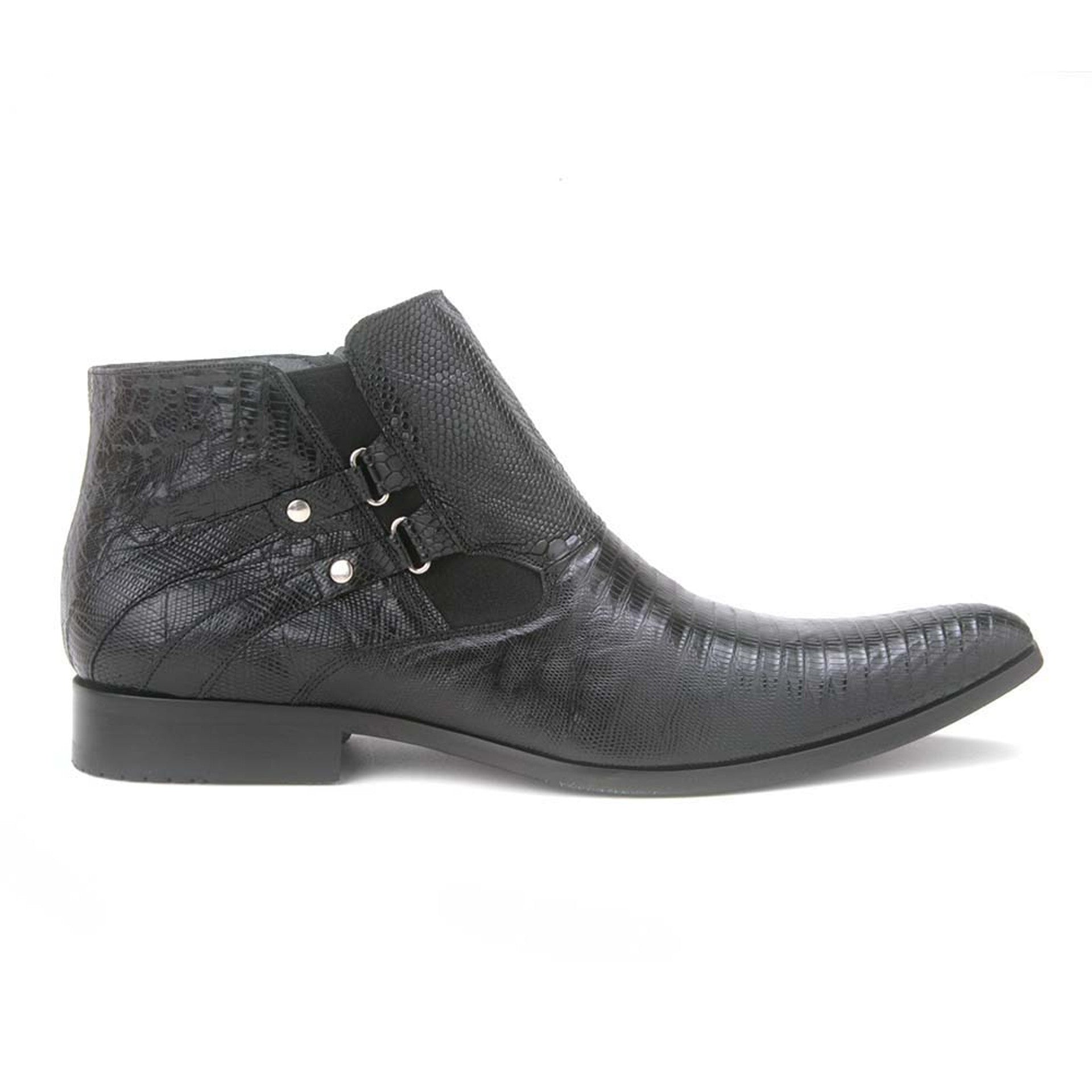 Los Altos Men's Black Genuine Lizard Ankle Boots - 8