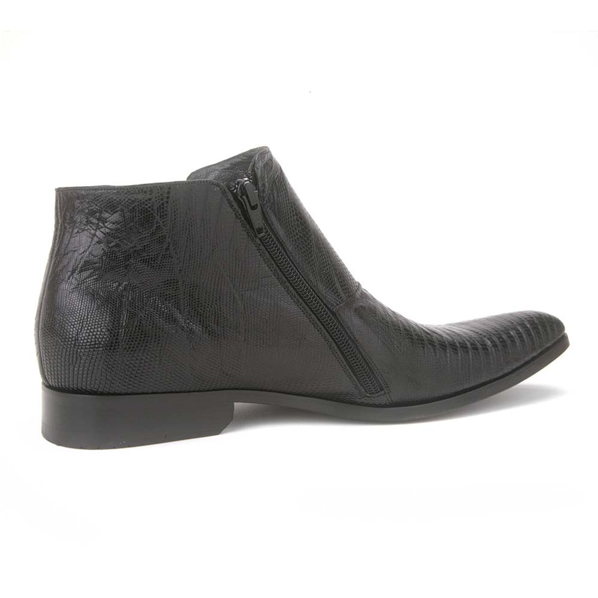 Los Altos Men's Black Genuine Lizard Ankle Boots - 8