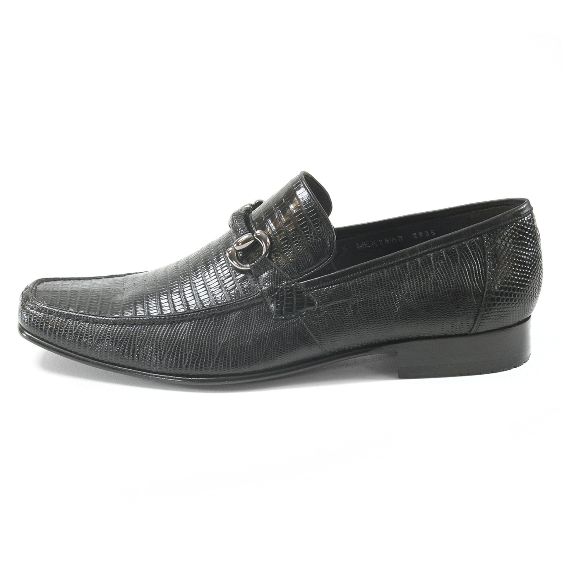 Los Altos Black Teju Lizard Skin Slip-On Loafers - 8.5