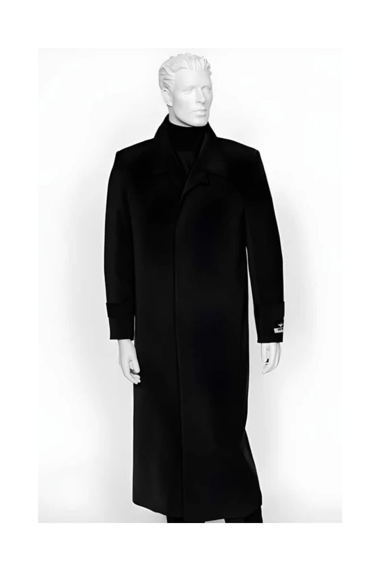 men's Duster Maxi Coat Black 4 Buttons Full Length Coat - Coat Size 38