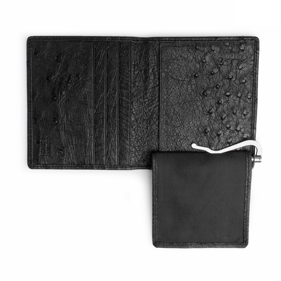 Ferrini Full Quill Ostrich Money Clip Black - One Size