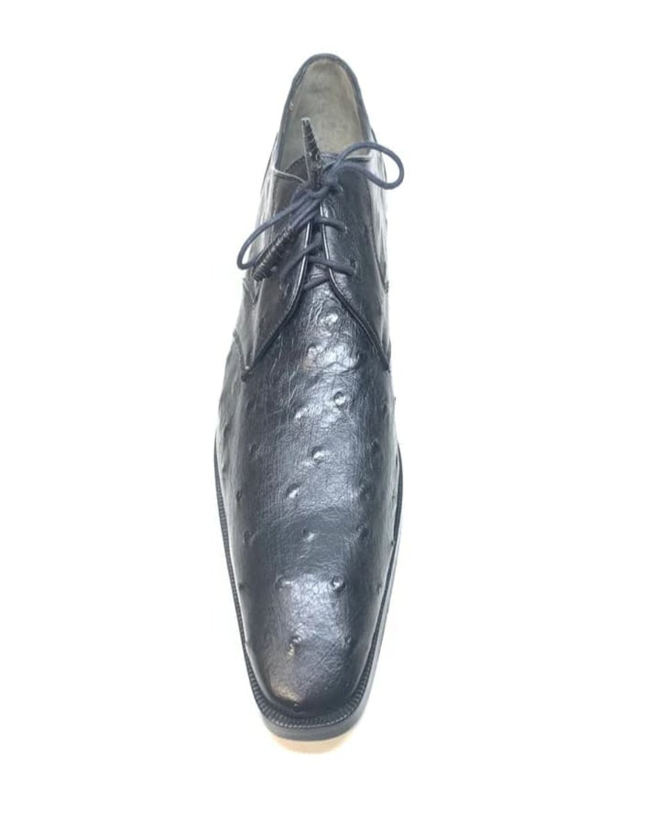Los Altos Black Ostrich Quill Lace Up Dress Shoes - 6