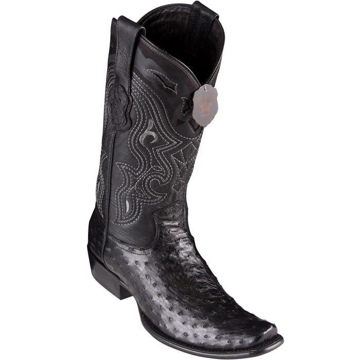 Los Altos Boots - Mens Dress Cowboy Boot - Low Priced  Black Ostrich Cowboy Boots- in Black - 6