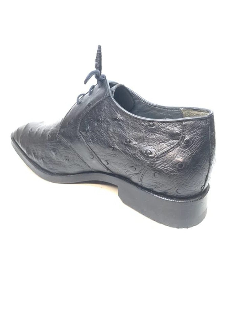 Los Altos Black Ostrich Quill Lace Up Dress Shoes - 6
