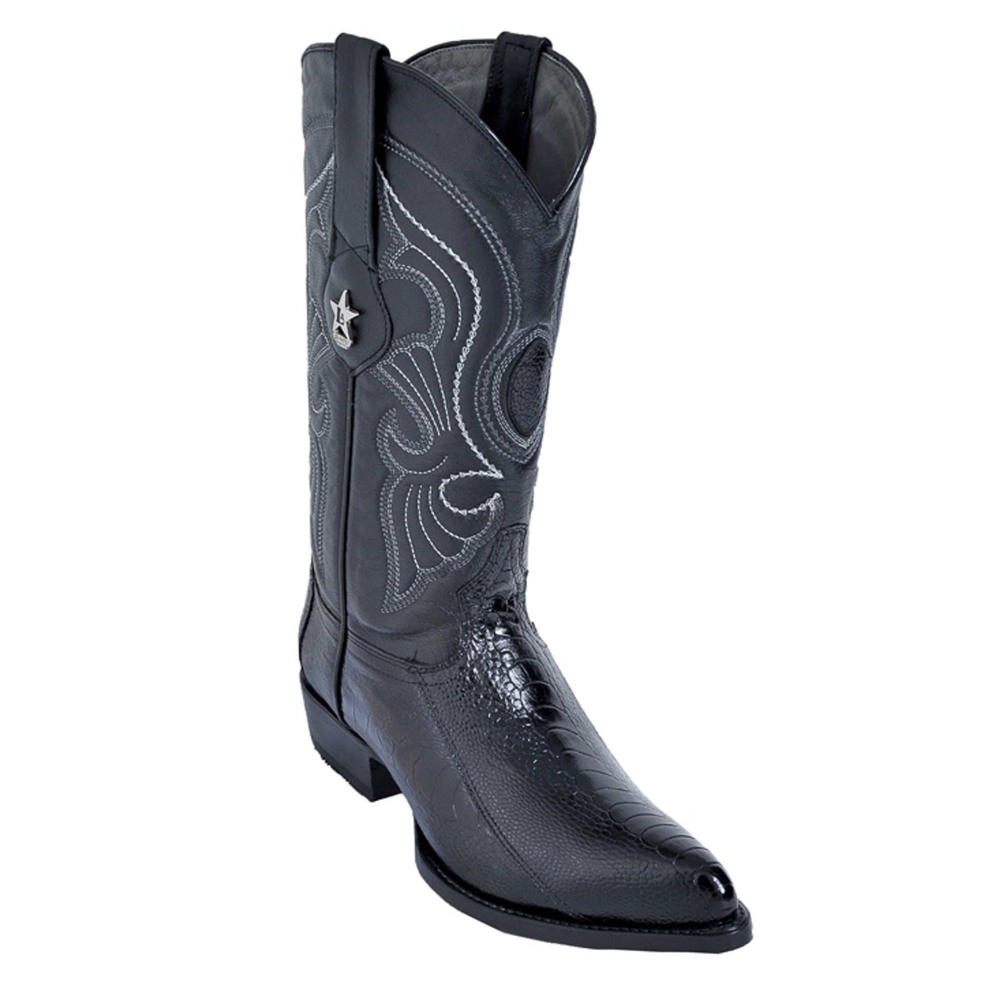 Los Altos Men's Black Ostrich Leg Boots - 6
