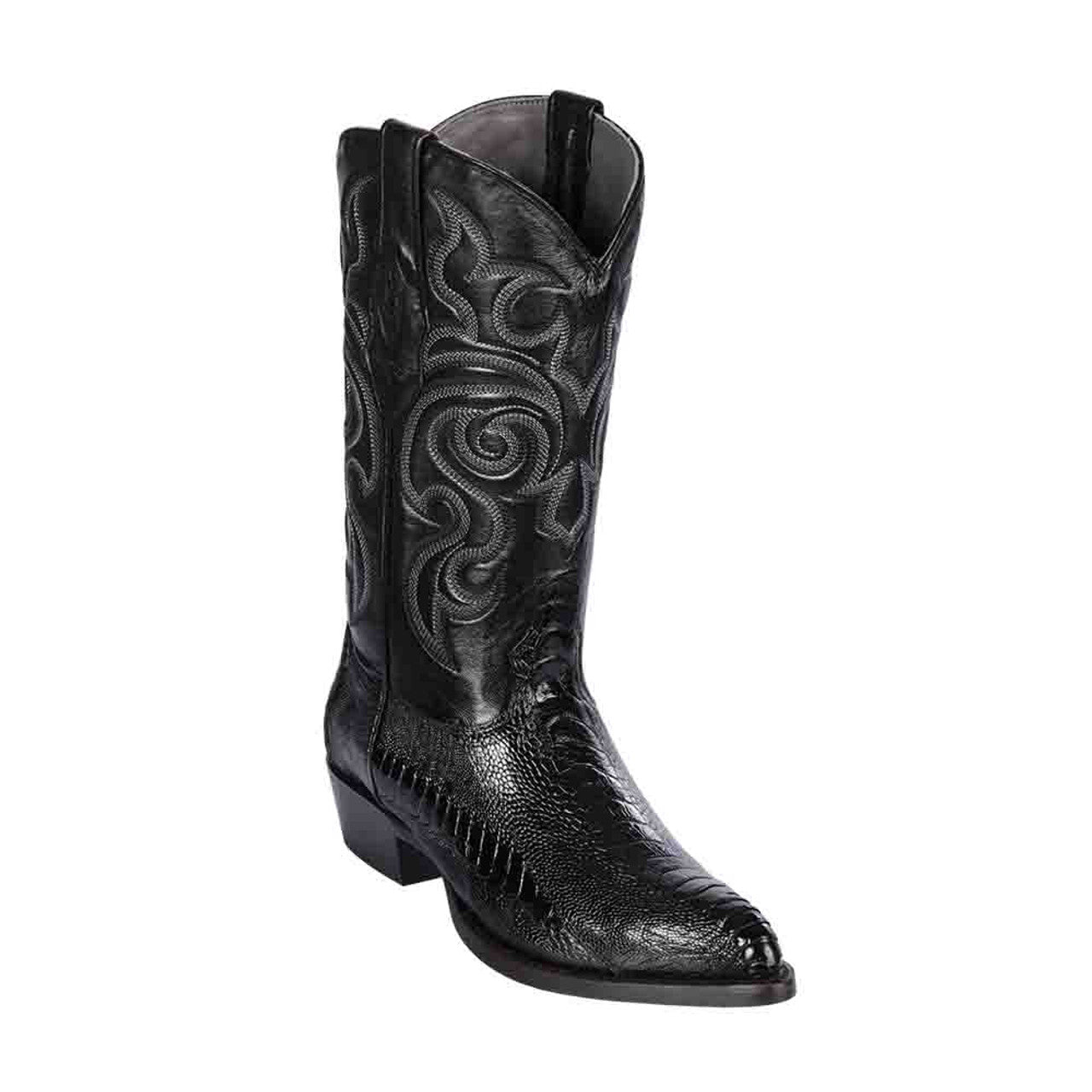 Los Altos Men's Black Ostrich Leg Boots - 6