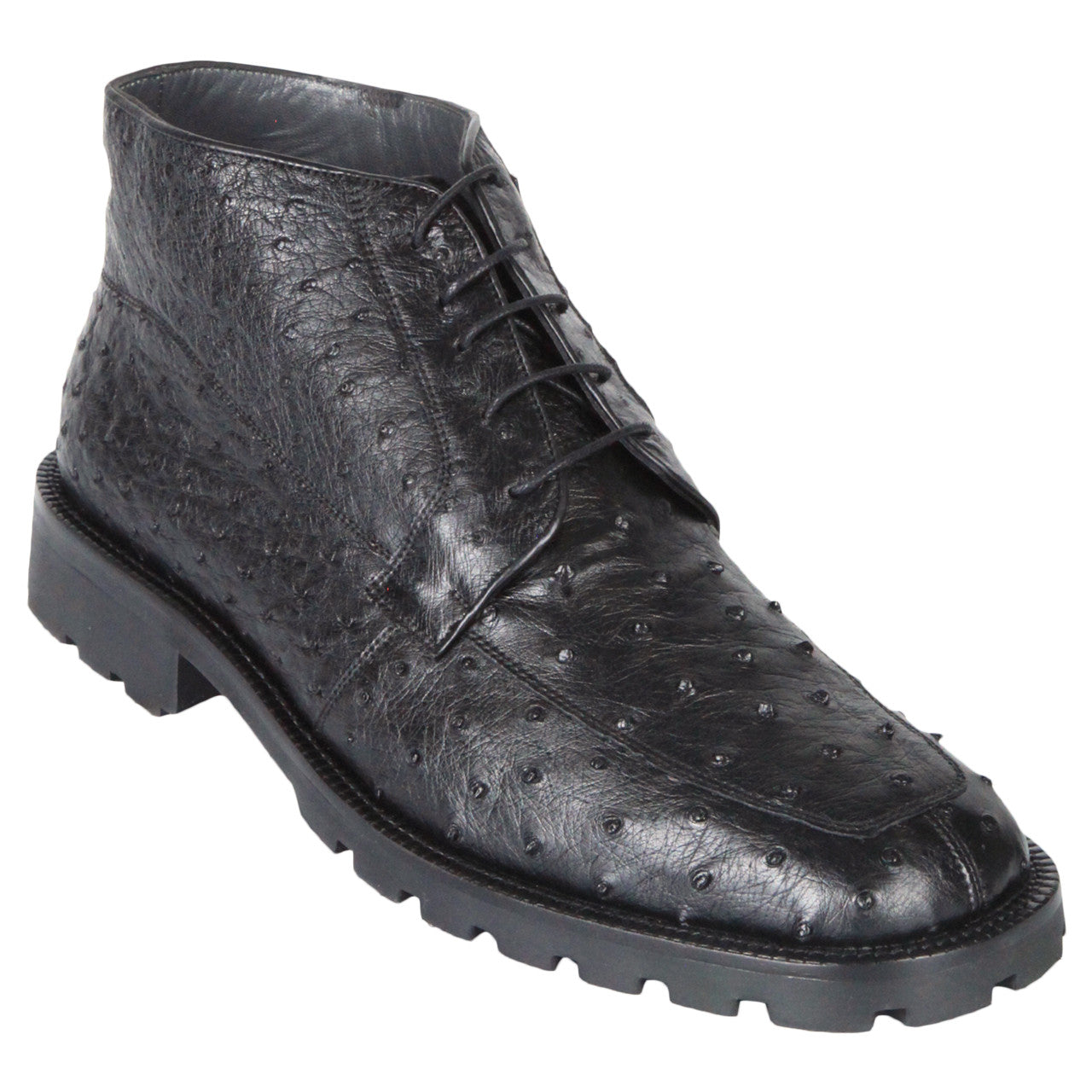 Los Altos Demi Black Genuine Ostrich Leather Skin Boots - 6