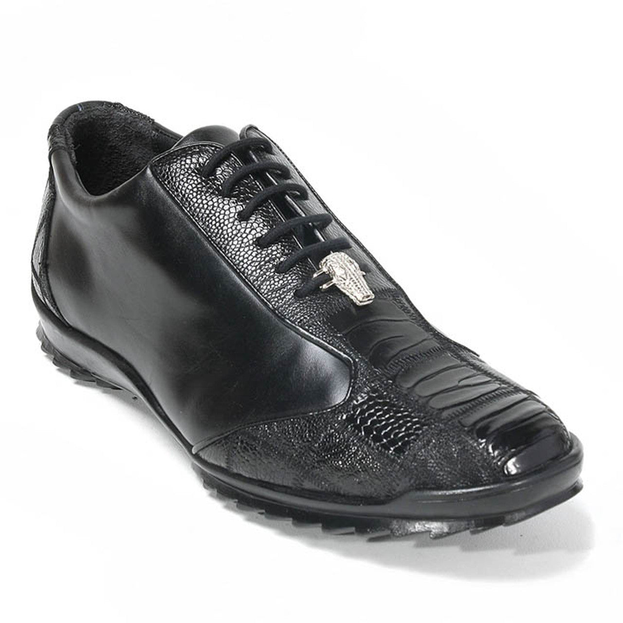 Los Altos Black Genuine Ostrich Sneaker - 6