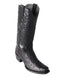 Los Altos Boots Men's Black Ostrich Square 7-Toe Cowboy Boots - Leather Sole Botas De Avestruz