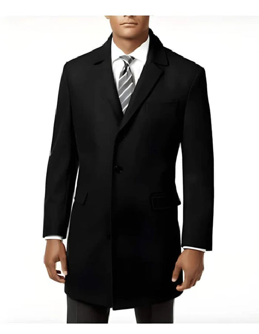 men's Single Breasted Long Jacket Wool Black men's Car Coat