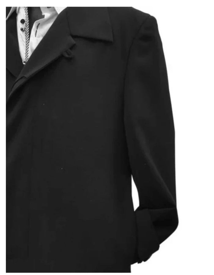 Black 100% Plush MicroFiber Dress Trench Top Long Coat - Mens Topcoat - Mens Overcoat