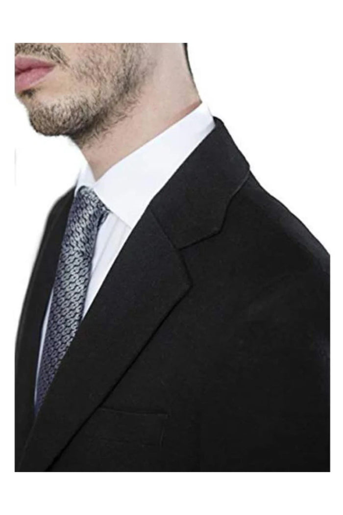 men's Modern Fit Polyester ~ Viscose ~ Spandex Black Long men's Dress Topcoat - Winter coat