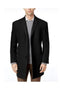Wool Single Breasted men's Car Coat Mid Length Three quarter length coat Black Long Jacket