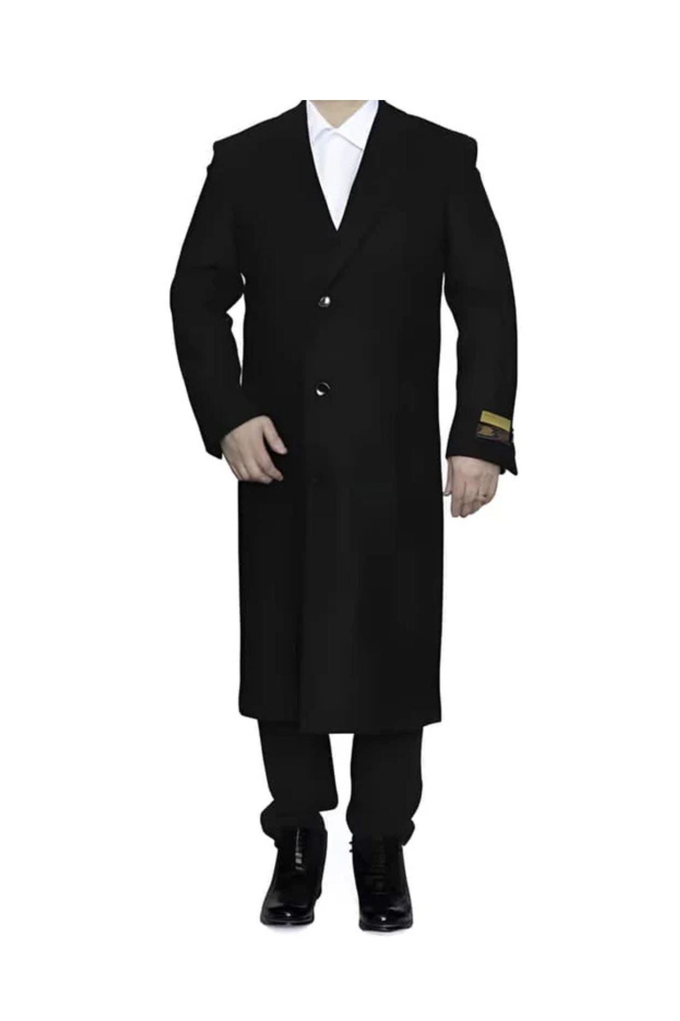 3 Button Black Ankle length Wool Dress Top Coat/Overcoat | Winter men's Topcoat Sale - Coat Size 38