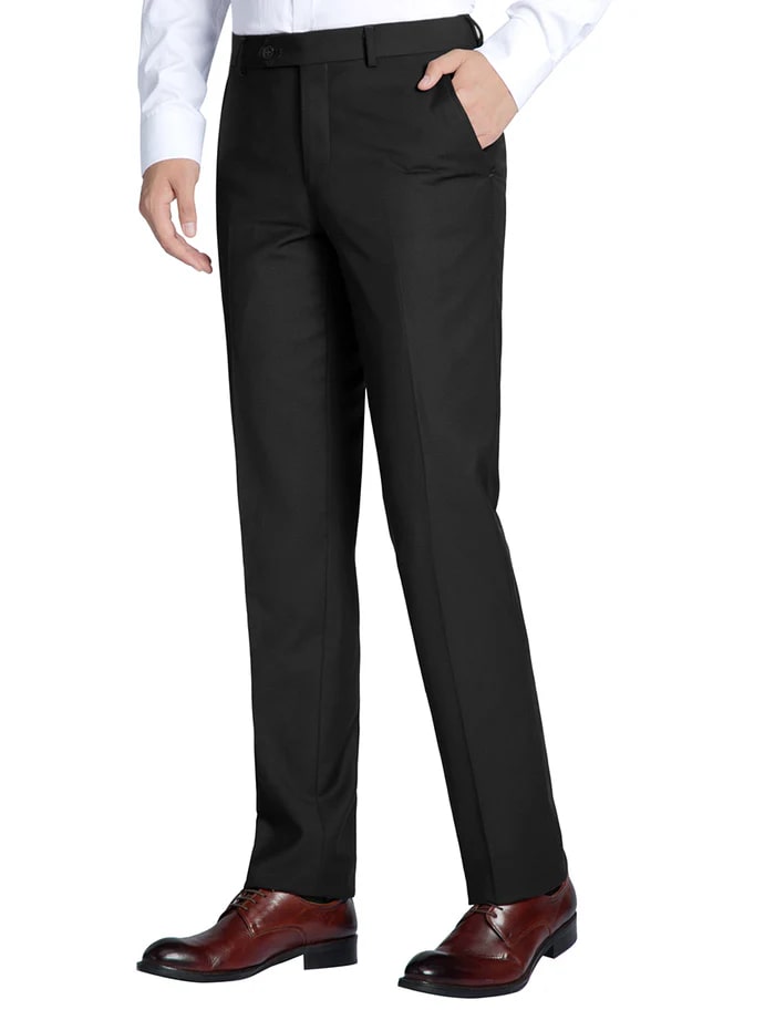 Black Dress Pants Regular Leg Un-Hemmed Bottoms