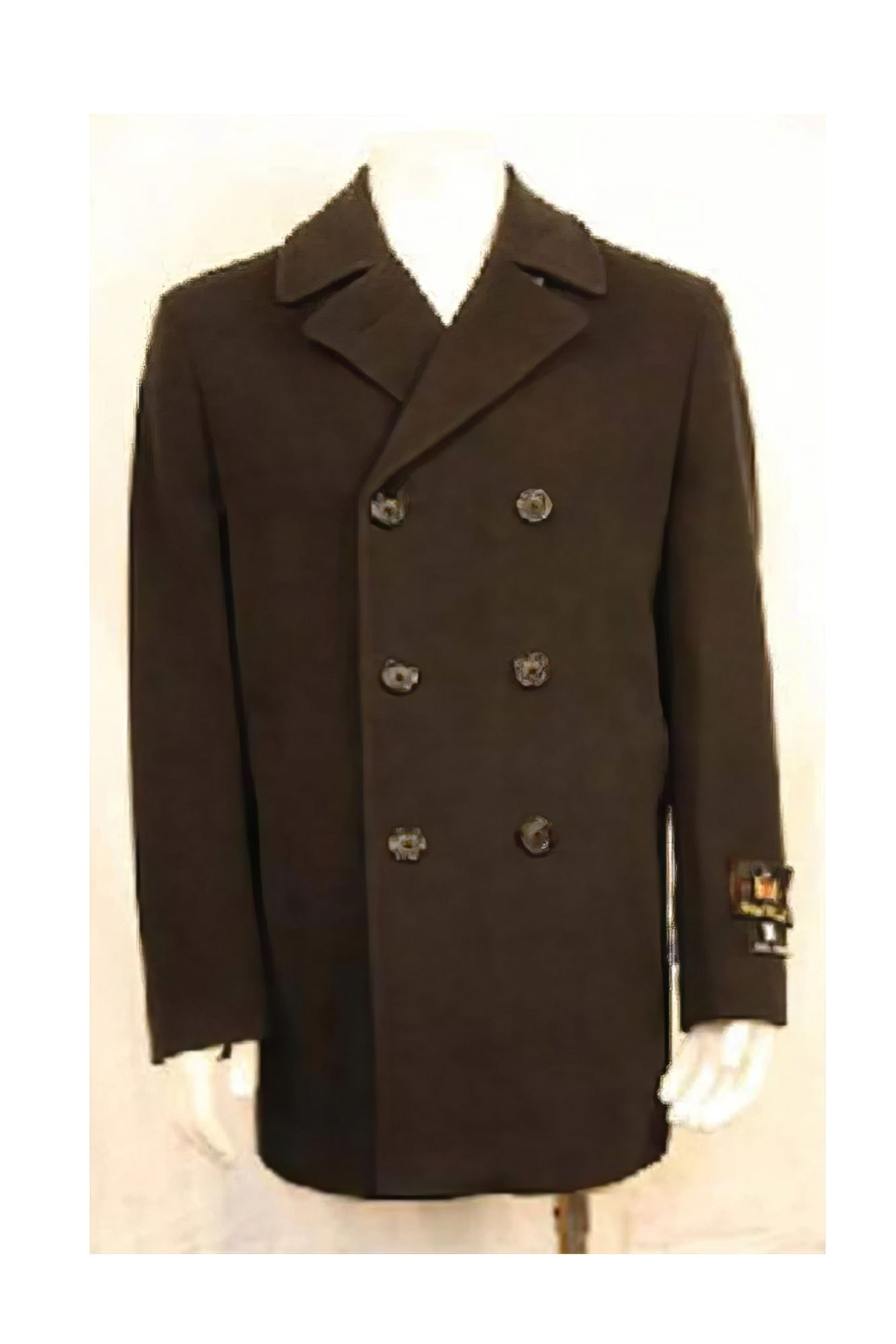 Double Breasted Designer men's Wool Peacoat Sale Dark color black - Coat Size 38