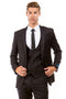 Cheap priced Suit - Men's Two Button Vested Hybrid Fit Micro Mini Black Pinstripe Business Suit