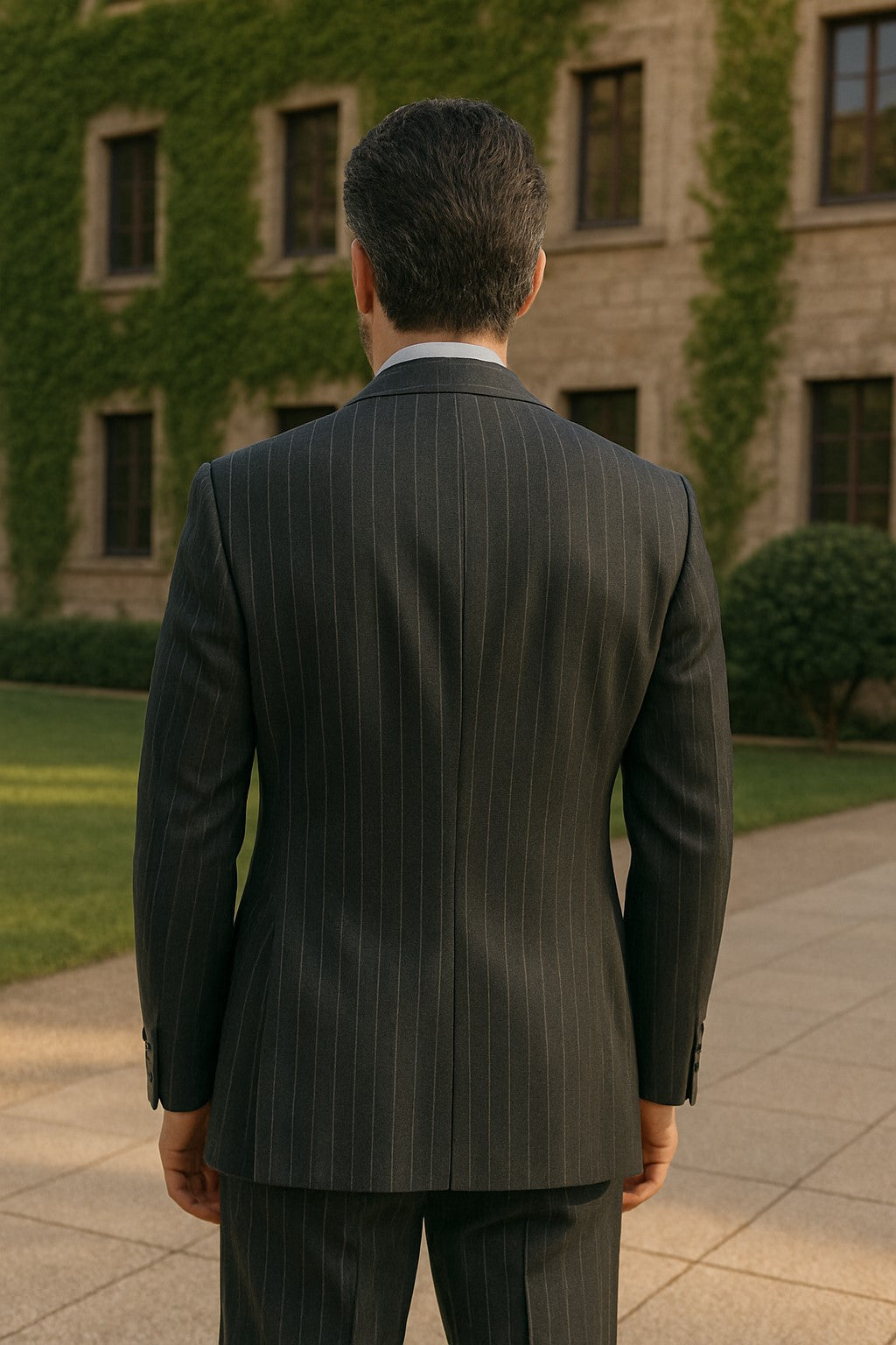 Black Pinstripe Bold Bold Chalk Stripe Pinstripe Suit - 34 Short or Extra Small